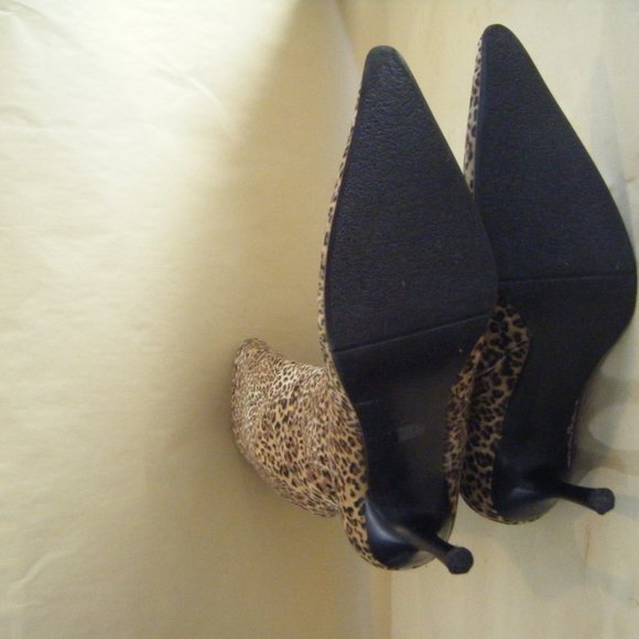 Leopard Cheetah Print Textured Tall Boots Pointy Toe Ladies Size 6 - Picture 7 of 10